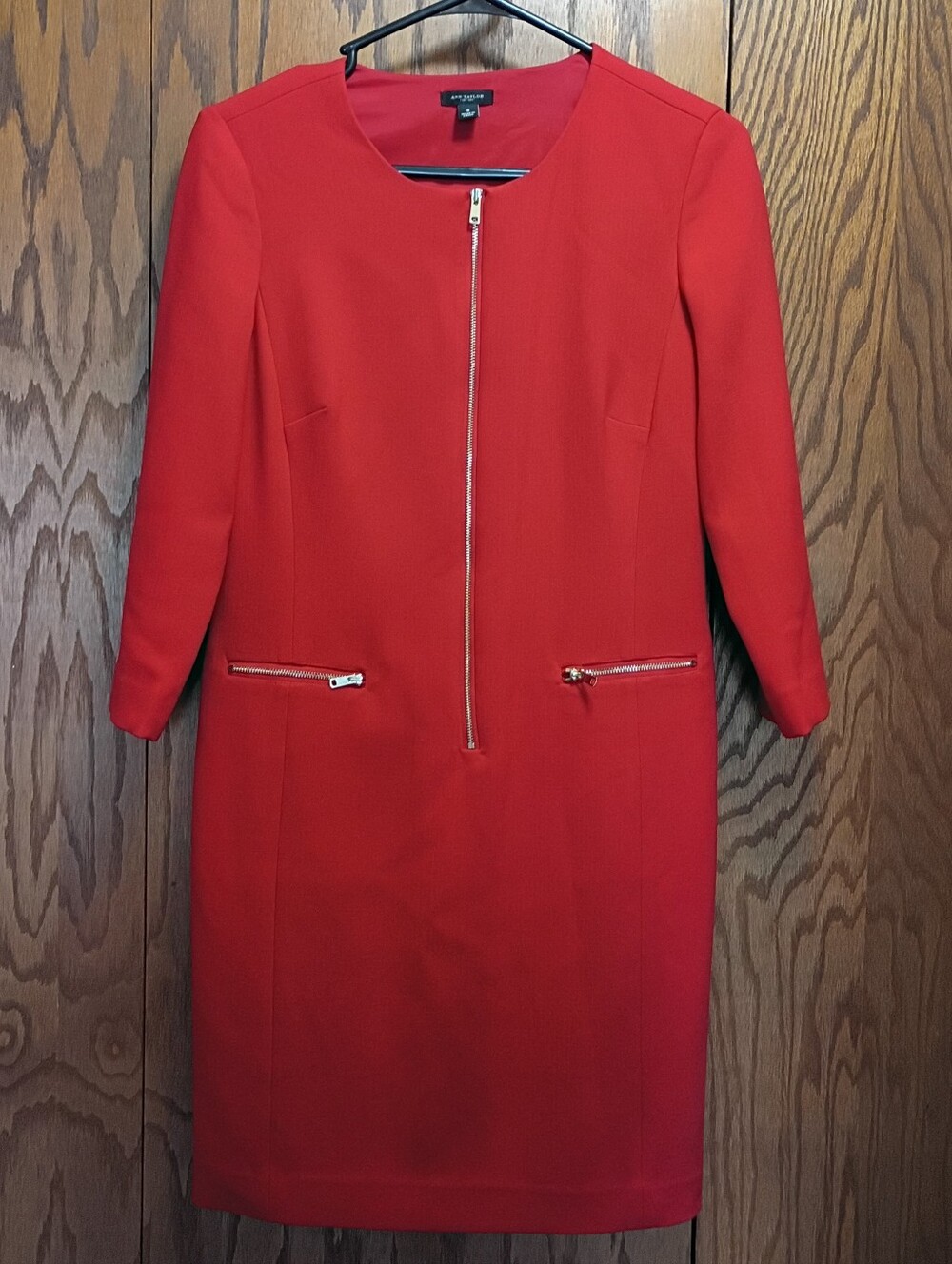Ann Taylor Red Zip-Front Women's Dress